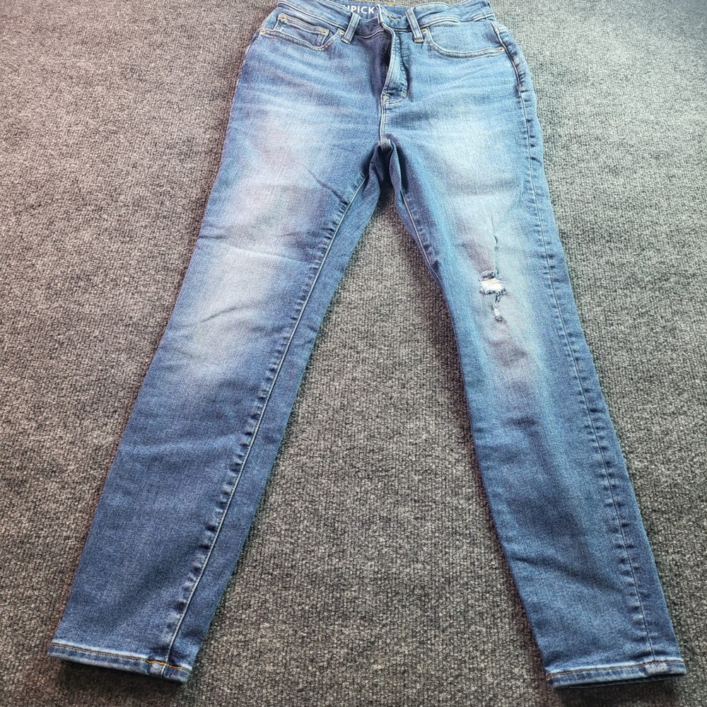 J Crew Toothpick Jeans Womens 28 Medium Wash Distressed Skinny Leg Denim - Picture 3 of 7